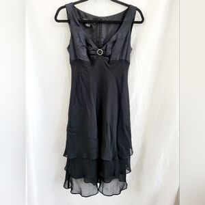 Jones New York Dress Sleeveless Midi‎ Silk Dress Black Size 8 Party Night Out